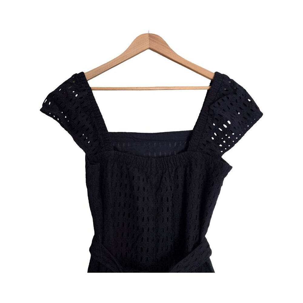 Women's - Ann Taylor Navy Blue Eyelet Midi Dress, Size 14 - Picture 9 of 10